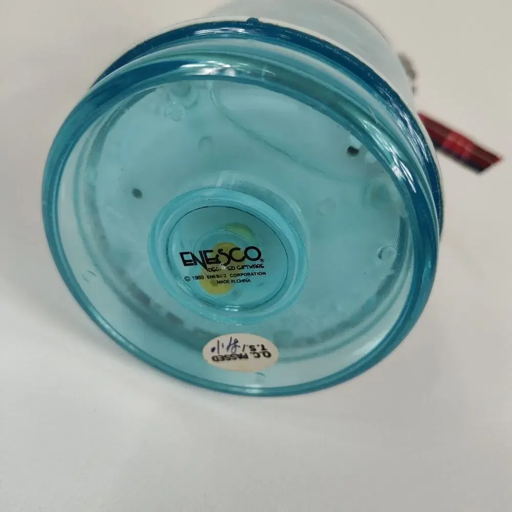 Vintage Enesco Plastic Mason Jar‎ Christmas House Snow Globe 1989